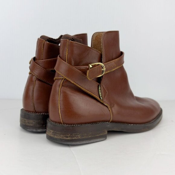 AIGLE Brown Leather Ankle Boots Tan β Chelsea French Booties EU 38 (37) US 7 - Picture 12 of 16